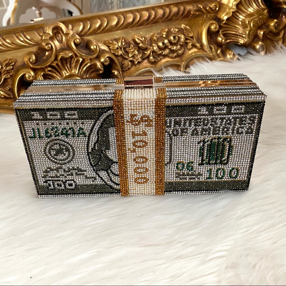 Rhinestone Crystal Style Money Clutch Purse